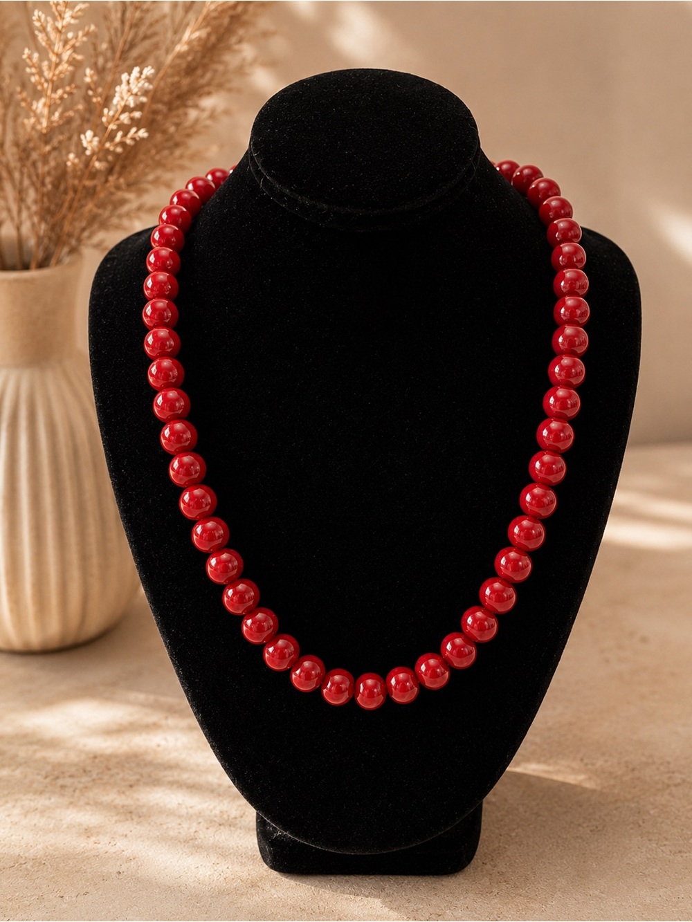 Burgundy Bead Statement Necklace - Women Jewelry